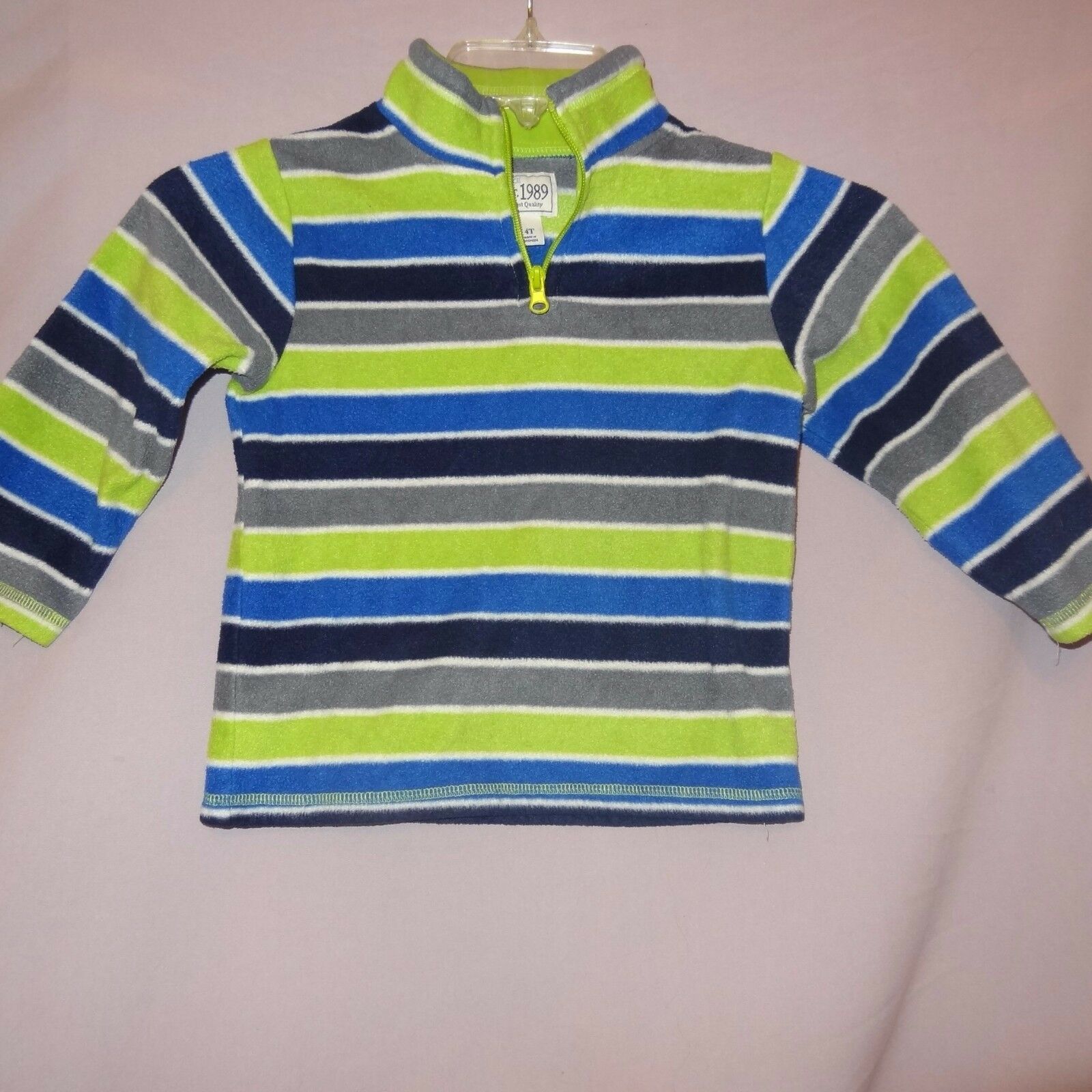 Primary image for Shirt Fleece Striped Size 4T Boys Green Blue Black Long Sleeve Place