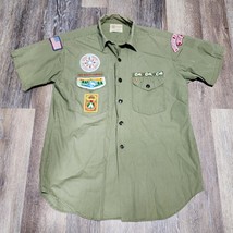 VTG BSA Boy Scouts Sanforized Green Uniform Button Shirt Sz M Ohio Patch... - $560.27 MXN