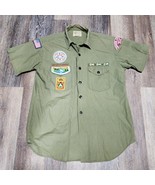 VTG BSA Boy Scouts Sanforized Green Uniform Button Shirt Sz M Ohio Patch... - $559.58 MXN