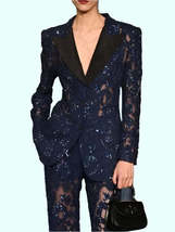 Sequin Lace Women&#39;s Tuxedo Blazer Pants Set - $224.25