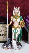 11&quot;H Colorful Egyptian Feline Goddess Bastet Cat In Slain Snake Apep Tai... - $957.13 MXN