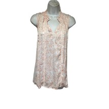 Elizabeth and James Pink White Leaf Print Sleeveless Top Blouse Size XL - £18.98 GBP