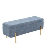 Daniella Blue Bench - Gold Metal Legs - $245.84 CAD