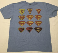 Superman Logo History T-Shirt Men’s Size L Large Blue - £8.80 GBP