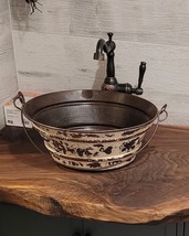 15&quot; Round Hand Hammered Copper Bucket Vessel Sink in Gorgeous Distressed... - £176.24 GBP