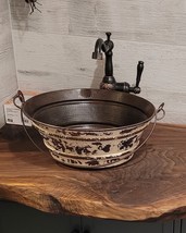 15&quot; Round Hand Hammered Copper Bucket Vessel Sink in Gorgeous Distressed... - £173.01 GBP