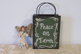 Metal angel flower holder, tin angel holder, peace on earth angel, tin a... - $17.50