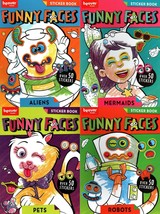 Funny Faces - Coloring Book - Over 50 Stickers - Robots, Pets, Mermaids, Aliens - £12.71 GBP