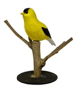 GOLDFINCH on NATURAL BRANCH BASE – Hand Carved Wood Bird PA Dutch Folk Art - $3,300.77 MXN