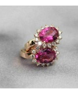 5Ct Oval Cut Red Ruby Diamond Women&#39;s Drop &amp; Dangle Earrings 14K Rose Go... - €89,40 EUR