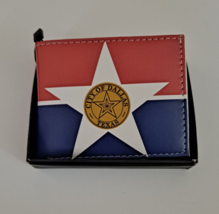 Texas Dallas Flag Bi-Fold Men&#39;s Leather Wallet Printed comes in Gift Box - $12.19