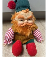 VINTAGE 1984 Dakin Ginger 11&quot; CHRISTMAS ELF Gnome Plastic Face  - $743.33 MXN