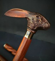 Handmade Decorative Brass Rabbit Head Handle Victorian Wooden Walking St... - £26.29 GBP