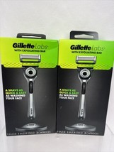(2) Gillette Labs Exfoliating Bar Razor 1 Razor Magnetic Stand + 2 Cartr... - £17.77 GBP
