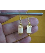 EE-488-13) Rare Helmet Shell  pink coral color cylinder bead dangle earr... - €21,55 EUR