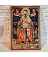 Vintage Orthodox Icon of Saint Nicholas on Wood, Religious Christian Art... - $79.75 CAD