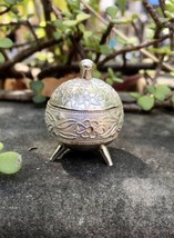 925 Silver Handmade Trinket Kajal Casket Jewelry Hinged Box, Round 3.2 cm 20 gm - £42.39 GBP