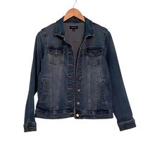 Well Worn Womens Denim Trucker Jacket Size Small Stretch Blue Jean - $15.84