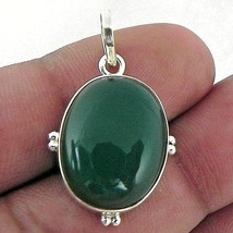 Pendentif Argent Massif Collier Vert Naturel Onyx PS-1546 - £34.93 GBP