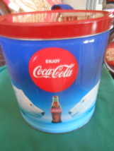 Great COCA COLA &quot;Polo Bear&quot; Large Tin CANISTER 9.5&quot; #2 - £8.25 GBP