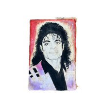 Vintage Michael Jackson In Purple Painting On Board Original Art Unique - £1,562.12 GBP