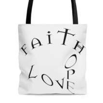 AOP Tote Bag &quot;Faith Hope Love&quot; - $24.74+