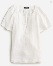 New J Crew Women White Flutter Short Sleeve V-neck Linen Blouse Top Sz XS - £31.13 GBP