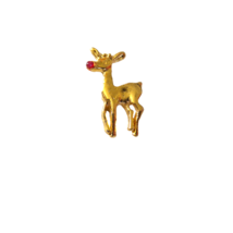 Rudolph the Red Nosed Reindeer with Faux Stone Nose Christmas Lapel Hat Pin - £7.08 GBP