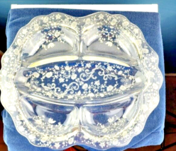 Vintage Cambridge Floral Glass Divided Plate - £19.39 GBP