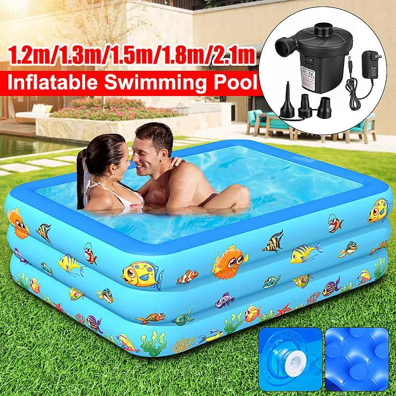 Inflatable Swimming Pool Square Swimming Pool Children Inflatable Pool Bathi - £35.43 GBP+