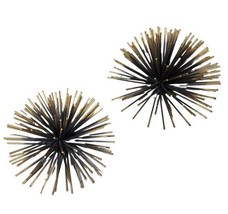 Metal Sea Urchins Starburst Atomic Sputnik MCM Gold Tipped Wall Pair 4-6&quot; 50s - £19.75 GBP