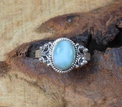 Anillo de mujer Larimar de plata esterlina 925 hecho a mano de todos los tamaños - £26.51 GBP