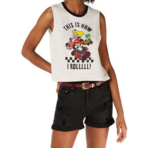 Love Tribe Juniors How I Roll Graphic Print Tank Top,White/Black Size Large - £23.23 GBP
