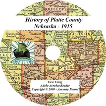 1915 History &amp; Genealogy of PLATTE County Nebraska NE - £4.60 GBP