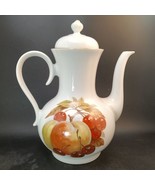 Vintage Bareuther Waldsassen Bavaria Germany Porcelain Tea Coffee Pot Fruit - £37.99 GBP