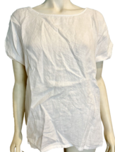 Terzo Millennio White Linen Short Sleeve Tunic Size L - £18.97 GBP
