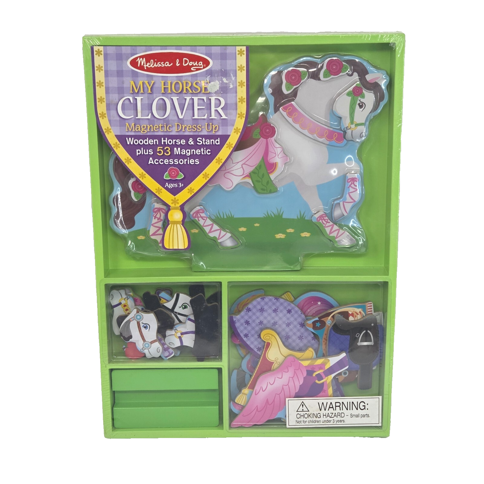 MELISSA &amp; DOUG MY HORSE CLOVER MAGNETIC DRESS UP WOODEN HORSE TOY NEW SE... - $14.25