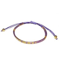 Double purple friendship bracelet miyuki gold beads for women,stacking bracelet, - £19.20 GBP