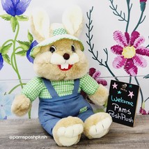Cuddle Wit 1992 Easter Bunny Rabbit Plush Gingham Plaid Shirt  Stuffed A... - £18.34 GBP