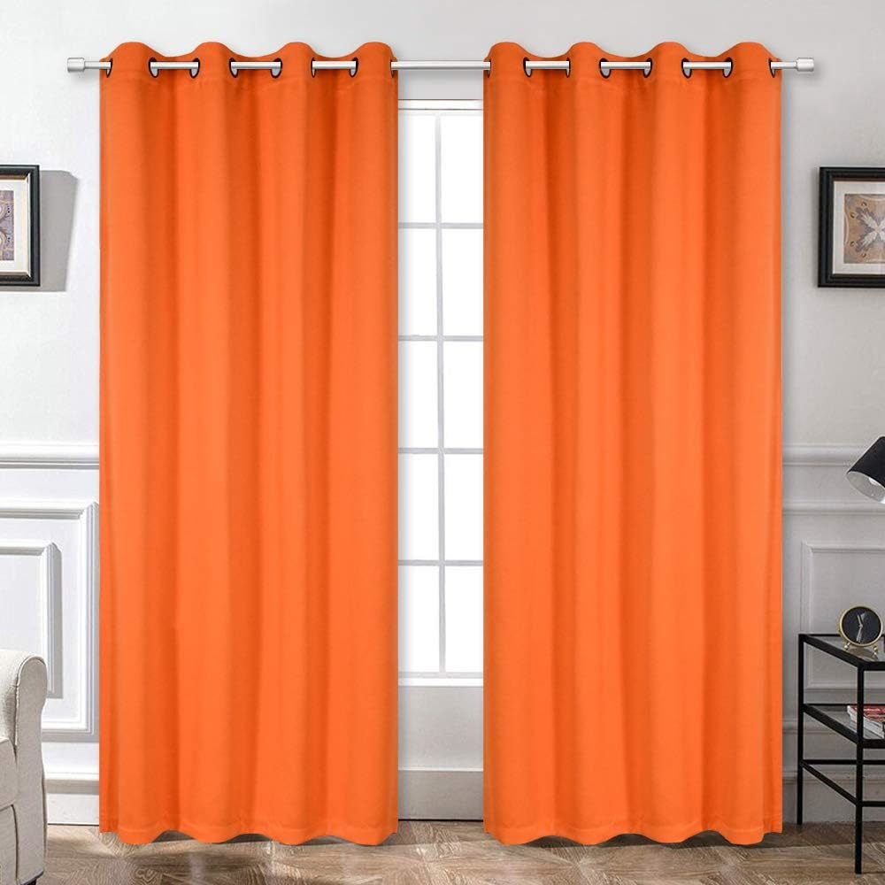 Primary image for Blackout Curtain Panels 72 Inch - Window Treatment Energy Saving, Vibrant Orange