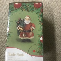 JC Penny Mache Santa Figurine W/ Sack &amp; Bells  6.25” W/ Original Box - £13.73 GBP
