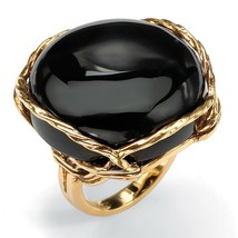 PalmBeach Jewelry Cabochon-Shaped Genuine Black Onyx Gold-Plated Pillow Ring - £43.02 GBP
