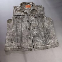 Levi&#39;s Denim Vest Womens XL Gray Acid Wash Distressed Look Button Grunge... - $363.73 MXN