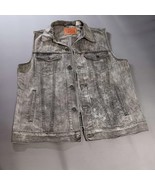 Levi&#39;s Denim Vest Womens XL Gray Acid Wash Distressed Look Button Grunge... - $363.73 MXN