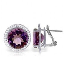 Galaxy Gold GG 14K Rose Gold French Clip Earrings with Amethysts and Diamond Acc - £918.09 GBP+