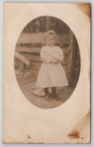 RPPC Edwardian Little Girl Oval Masked Real Photo Postcard P26 - £6.20 GBP