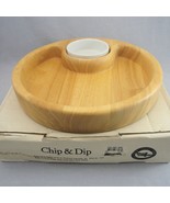 Macy&#39;s The Cellar Chip &amp; Dip Bowl Set Wood and Ceramic RW0602 Thailand V... - $40.22 CAD
