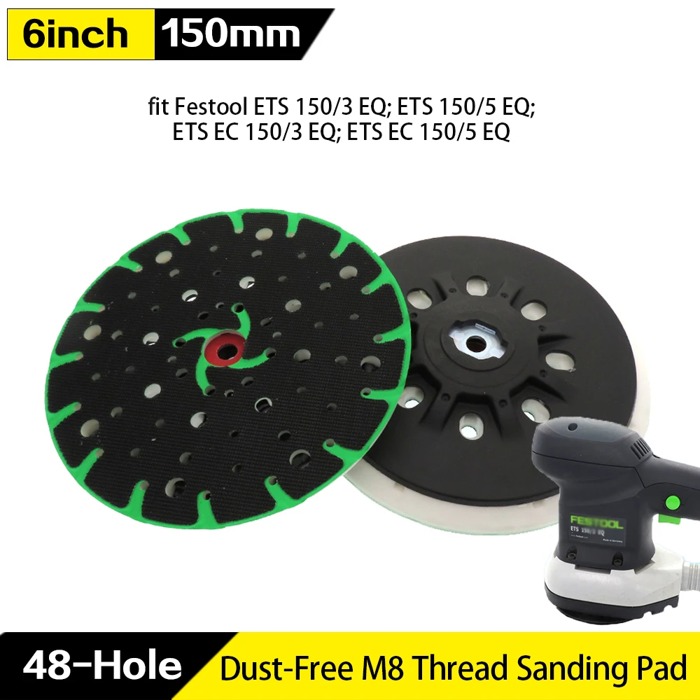 6 Inch 48-Hole Back-up Sanding Pad M8 and 5/16-24&quot; Thread for Hook Loop Sanding  - £219.03 GBP