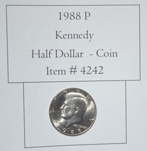 1988 P Kennedy Half Dollar, # 4242, half dollar coin, vintage coins, rar... - $16.70