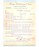 1896 Henry Lindenmeyr &amp; Sons Paper Warehouse Signed Billhead Document Ne... - £154.88 GBP
